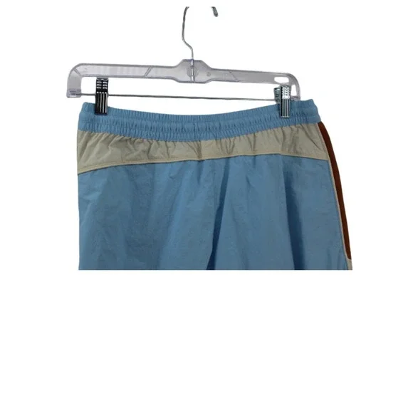 NEW BDG Adrienne Wide Leg Track Pants M Nylon Color Block Blue Tan White - Picture 9 of 11